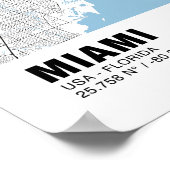 Poster de la carte de Miami - Carte noire de Miami (Coin)