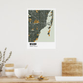 Poster de la carte de Miami - Miami Green & Gold M (Cuisine)