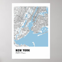 Poster de la carte de New York - Carte blanche de 