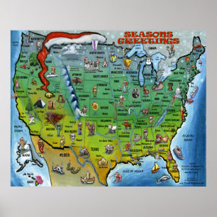 Poster de la carte de Noël USA