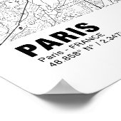 Poster de la carte de Paris - France Carte Blanche (Coin)