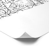 Poster de la carte de Paris France en noir et blan (Coin)