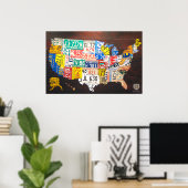 Poster de la carte de plaque de licence des États- (Bureau à domicile)