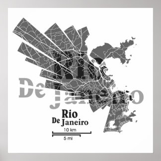 Poster de la carte de Rio de Janeiro