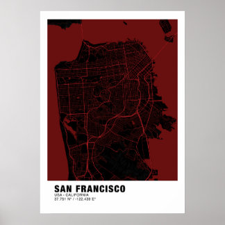 Poster de la carte de San Francisco - California R