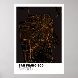 Poster de la carte de San Francisco - Carte de l'o