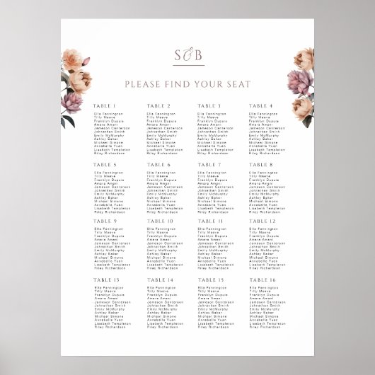 Poster de la carte de siège de Mariage de Boho Neu (Devant)