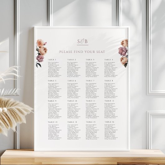 Poster de la carte de siège de Mariage de Boho Neu