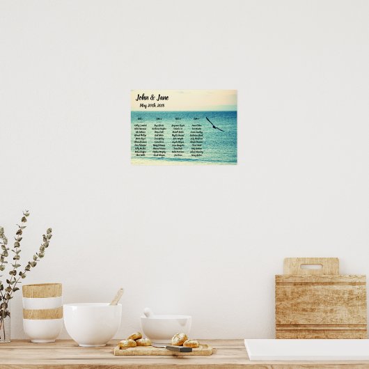 Poster de la carte de siège - Design de mouette (Cuisine)