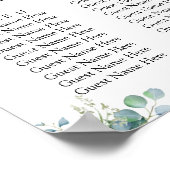 Poster de la carte de siège Mariage Feuille Eucaly (Coin)