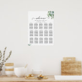 Poster de la carte de siège Mariage Feuille Eucaly (Cuisine)