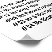 Poster de la carte de siège mariage Floral blanc (Coin)