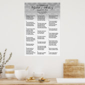 Poster de la carte de siège mariage Floral blanc (Cuisine)