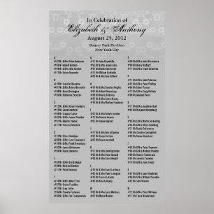Poster de la carte de siège mariage Floral blanc 3