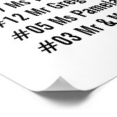 Poster de la carte de siège mariage Floral blanc 3 (Coin)