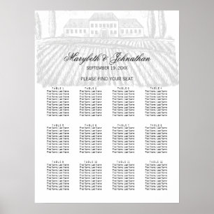Poster de la carte de siège Mariage Toile & Callig