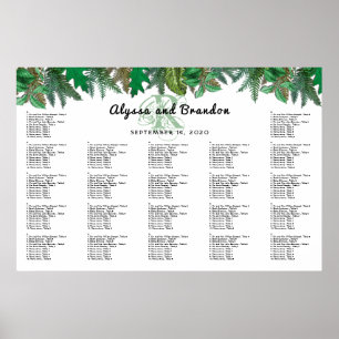 Poster de la carte de siège Monogrammé Forest Gree