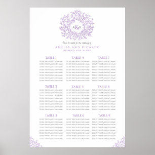 Poster de la carte de sièges mariage circulaire fe
