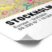 Poster de la carte de Stockholm - Suède Carte colo (Coin)