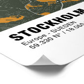 Poster de la carte de Stockholm - Suède Carte vert (Coin)