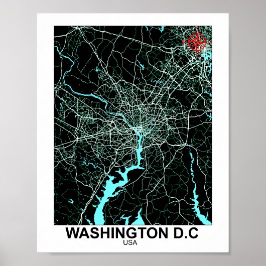 Poster de la carte de Washington City (Devant)