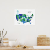Poster de la carte des États-Unis en classe (Cuisine)