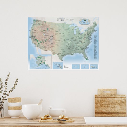 Poster de la carte des parcs nationaux des États-U (Cuisine)