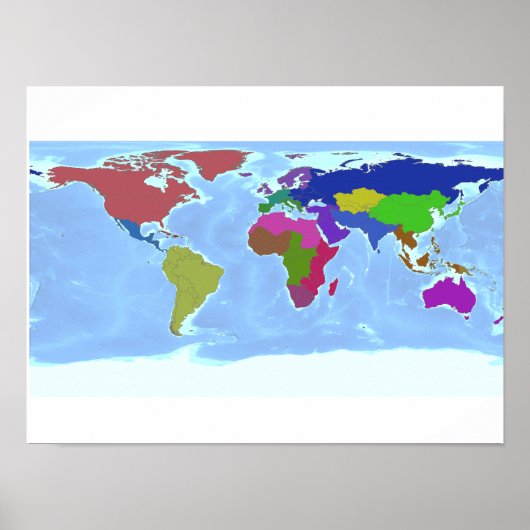Poster de la carte des régions du monde (Devant)