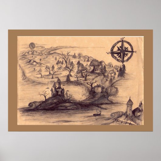 Poster de la carte des terres de l'Imaginaire (Devant)