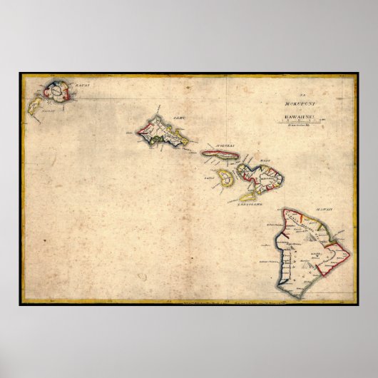 Poster de la carte d'Hawaii antique (Devant)