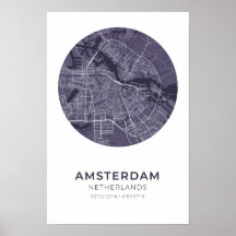 Poster de la carte du cercle pourpre d'Amsterdam P