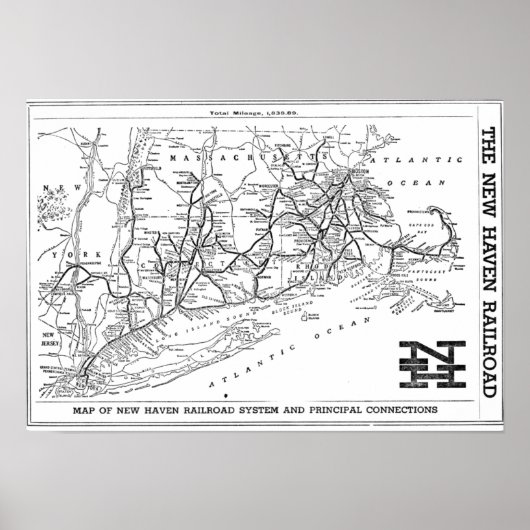 Poster de la carte du chemin de fer New Haven 1956 (Devant)