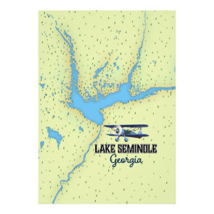 Poster de la carte du lac Seminole Georgia