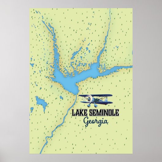 Poster de la carte du lac Seminole Georgia (Devant)