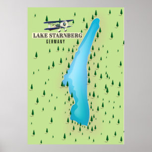 Poster de la carte du lac Starnberg Allemagne de s