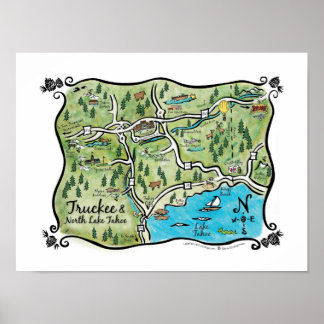 Poster de la carte du lac Tahoe Nord