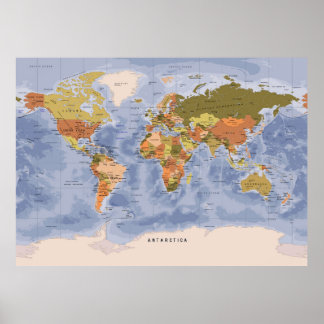 Poster de la carte du monde politique