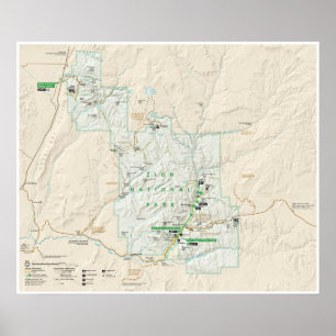Poster de la carte du Parc national de Zion (Utah)