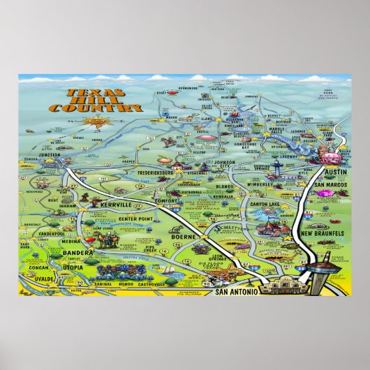 Poster de la carte du pays de Texas Hill (Devant)