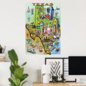 Poster de la carte du Texas Fun (Bureau à domicile)