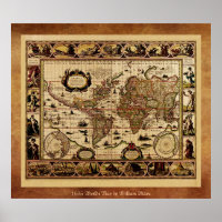 Poster de la carte du vieux monde 1635