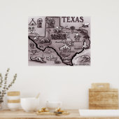 Poster de la carte du vieux Texas (Cuisine)