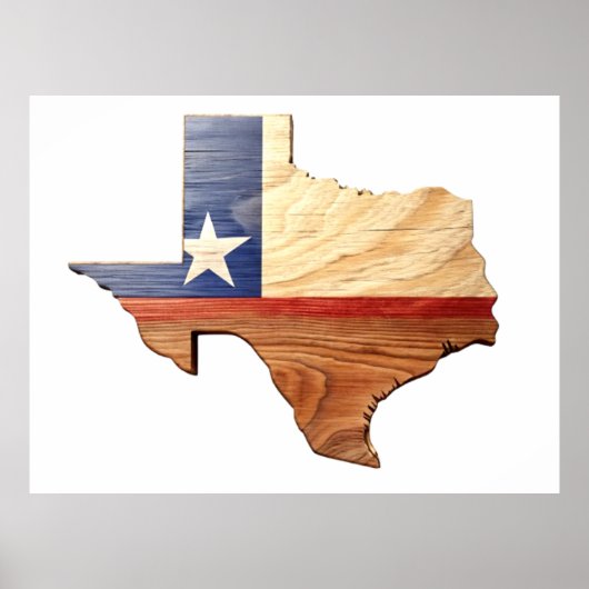 Poster de la carte en bois du Texas 3D (Devant)