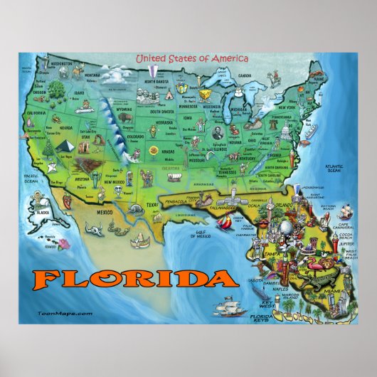 Poster de la carte Florida USA (Devant)