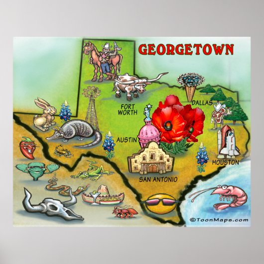 Poster de la carte géographique de Georgetown au T (Devant)