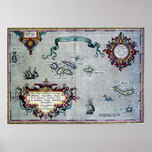 Poster de la carte historique des Açores