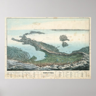 Poster de la carte Italie vintage