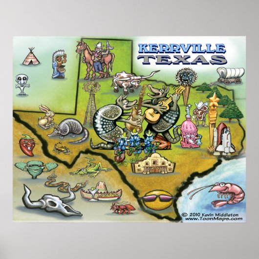 Poster de la carte Kerrville TEXAS (Devant)