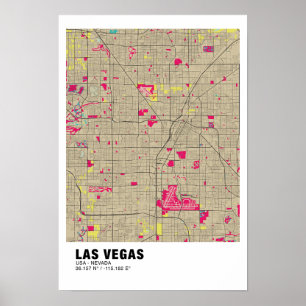 Poster de la carte Las Vegas - Nevada Carte coloré