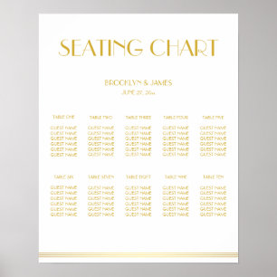 Poster de la carte Mariage en or et blanc 16x20